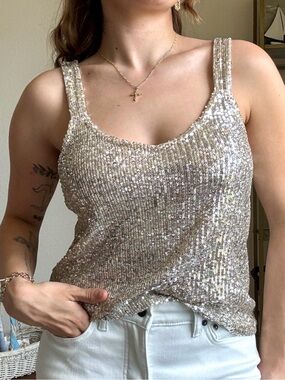 Sparkling Silver Tank Top